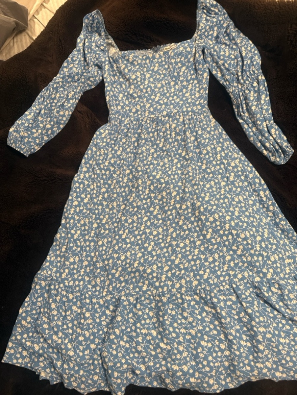 Reformation Navy Blue Floral Tiered Maxi Dress